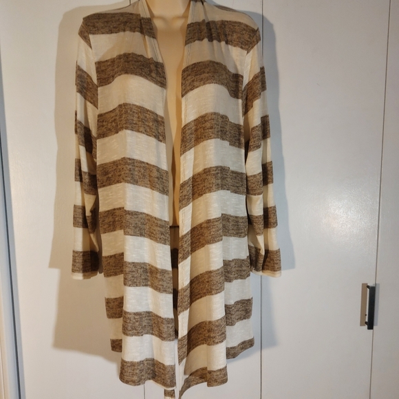 Waterfall front open cardi. Striped. - Picture 2 of 4